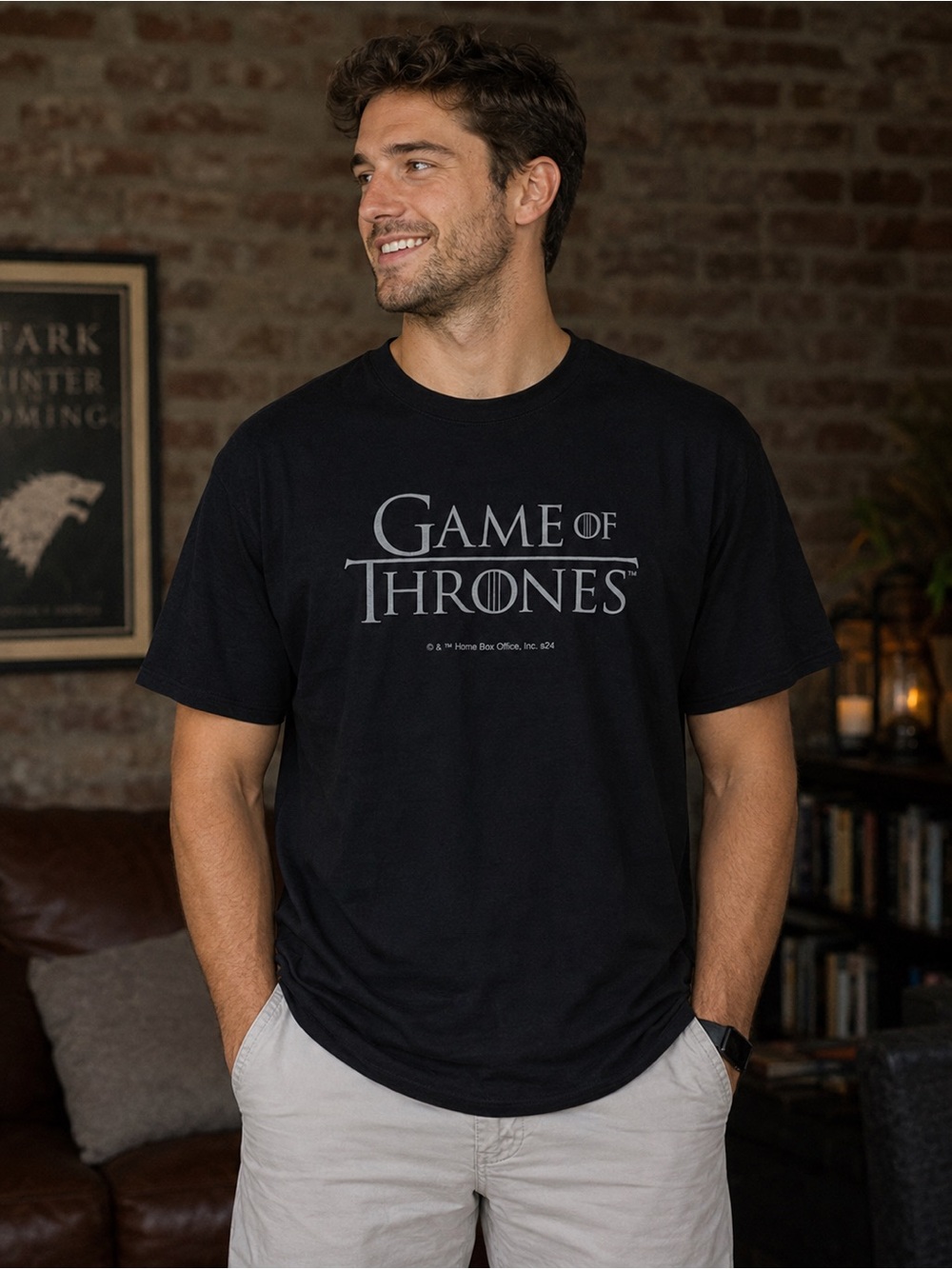Game of Thrones Logo Shirt Men’s XL Black Graphic Tee